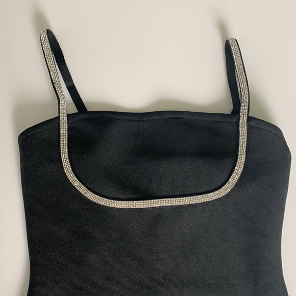 Luxedress (Luxedress.com) black minidress with rhinestone trim, size small. - Picture 9 of 10